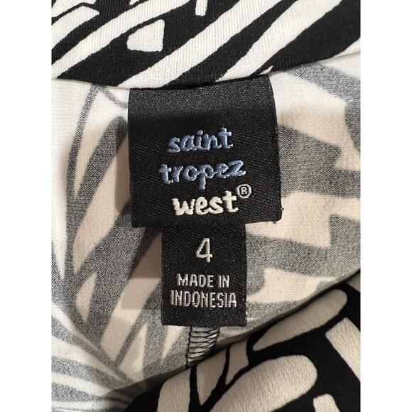 Saint Tropez West Black/White Short Dress Floral Spandex Stretch Size 4 - Picture 5 of 6